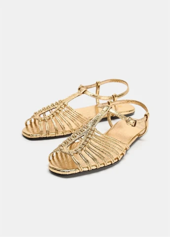 Золотые босоножки Zara
