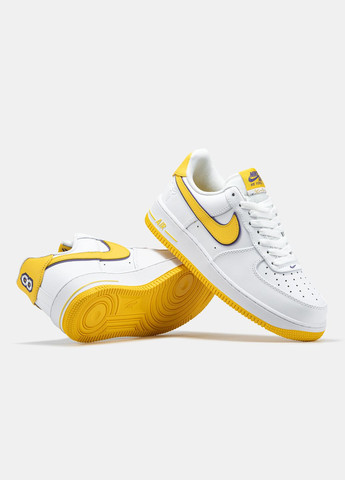 Білі Осінні кросівки чоловічі nike air force 1 kobe bryant white yellow | найк аір форс 1 білі No Brand