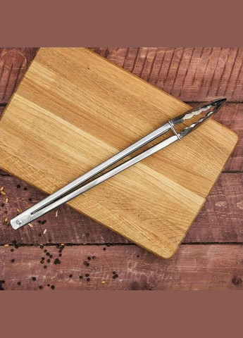 Щипцы кухонные универсальные из нержавеющей стали "Лепесток" для барбекю гриля мяса, рыбы, овощей 27 см Kitchen Master (314459739)