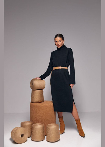 Черное платье меди из полушерстяной пряжи Triko Bakh однотонное