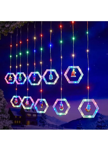 Анімована гірлянда штора Шестигранний новорічний декор Різдвяний AND SF-48 Losso (363834143)