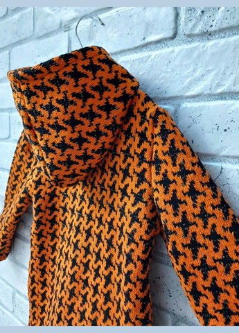 Дитячий худий теплий в'язаний зимовий акрил, з кишенями кенгуру і капюшоном, гусячі лапки помаранчевий No Brand (316843458)