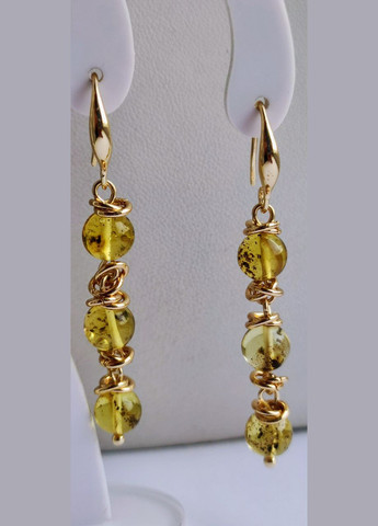 Сережки 2557 з натурального бурштину Медовий відтінок MINOV (311310498)