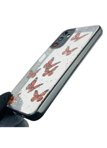 Чехол для Galaxy A14 4G (SM-A145F) с блёстками с бабочками на самсунг а14 4г черный Samsung (366385705)