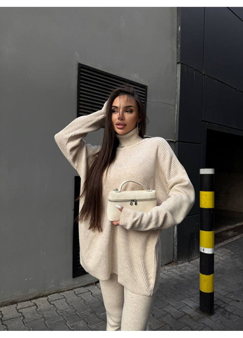 Женский костюм свитер+лосины бежевого цвета 34770 No Brand (362024087)