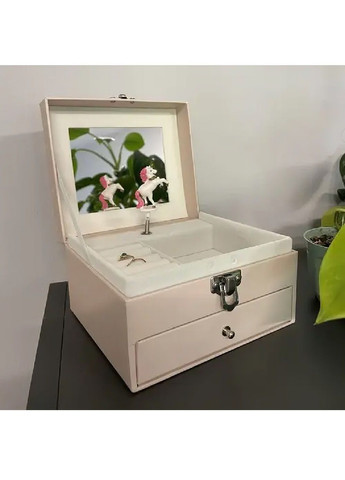 Скринька для зберігання прикрас з мелодією обертовим єдинорогом дзеркалом висувним ящиком 15×9×13 см (481249-Prob) Unbranded (358494937)