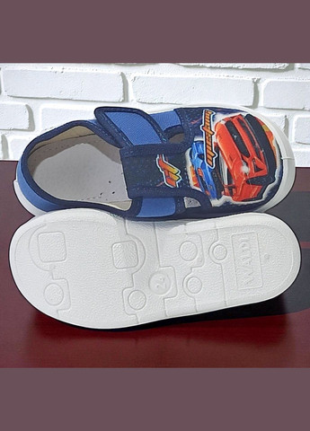 Синие ортопедические тапочки на липучке для мальчика сменная обувь в садик сменка валди Waldi