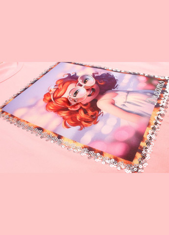 Персиковый летний футболка + капри 12106 и темно синий Breeze