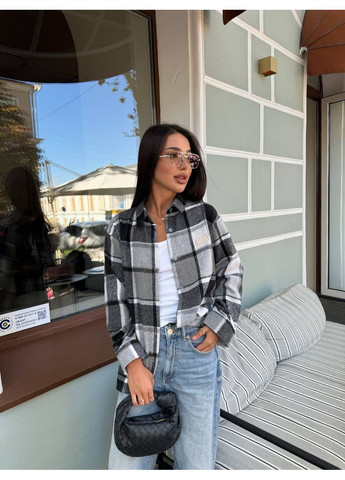 Серая повседневный рубашка в клетку DK/DL Мода без кордонів с длинным рукавом