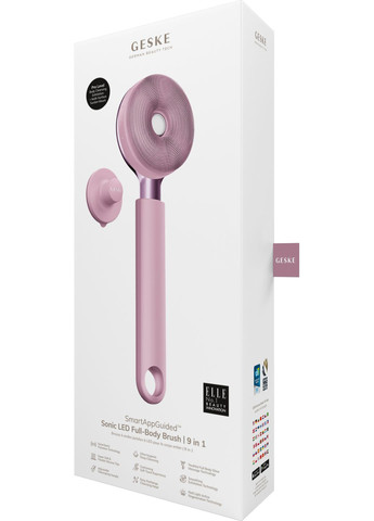 Звукова світлодіодна щітка для всього тіла Sonic LED Full-Body Brush&Intensive Exfoliator 9в1 pink GESKE (341525993)