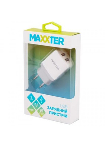 Зарядний пристрій Maxxter 2 usb, 5v/2.4a (268139901)