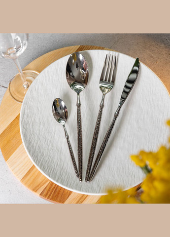 Набір столових приборів золото на 6 персон 24 предмети ложки, виделки, ножі Срібло HP-20-14 Yiwu (324305026)