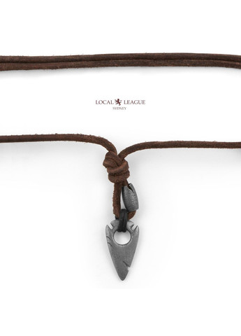 Коричневий чоловічий шнурок-чокер зі шкіри з кулоном "Наконечник стріли" LN436 (Розмір 40-65см регульований) Local League (334709203)