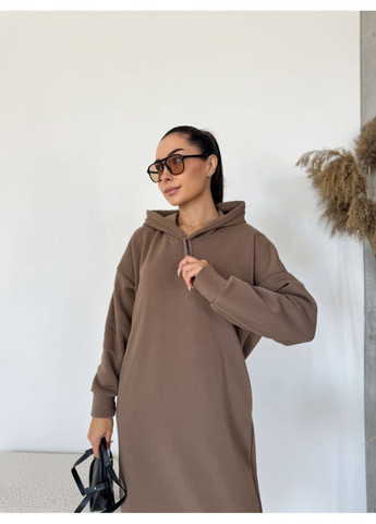 Темно-бежева жіноча сукня-худі на флісі Osoblyva