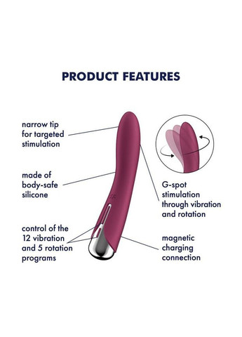 Вібратор точки G з обертанням Satisfyer Spinning Vibe 1 Red, 2 мотори No Brand (366877155)