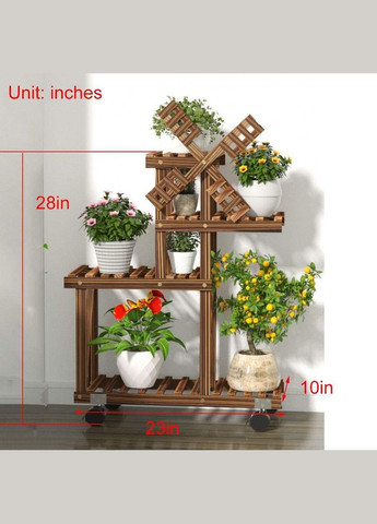 Підставка для квітів з дерева Матурі на коліщатках мокко (ЦВТ-110610) No Brand (328225999)