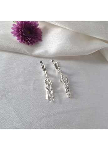 Срібні сережки без каменів Закохана пара Тет а Тет срібло 925 проби 2518с 5.24г Nobrand (370438593)