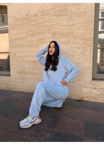 Велюровый женский костюм на змейке голубого цвета 34267 Fashion (355341739)