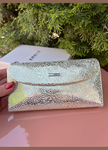 Кошелек женский купюрник на магнитах натуральная кожа лазер Турция золото Karya (341322661)