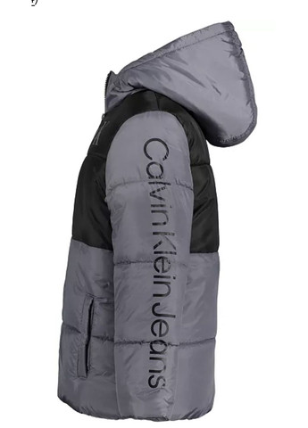 Сіра зимня зимова дитяча куртка на хлопчика jeans з капюшоном Calvin Klein