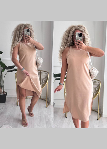 Темно-бежевое повседневный, кэжуал женское платье Style Point однотонное