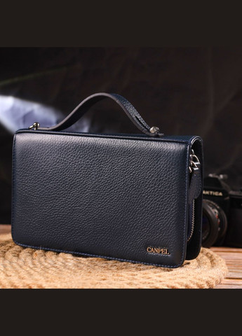 Відмінна чоловіча барсетка на два відділення з натуральної зернистої шкіри 21568 Синя Canpellini (331911214)