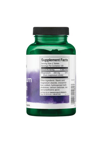 Добавка магнію для здоров'я м'язів і кісток Магній Цитрат 240 таблеток вегетаріанська Swanson (367957045)