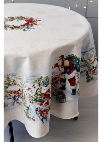 Скатерть гобеленовая с велюром Снежная зима Dx136 см Прованс (366969998)