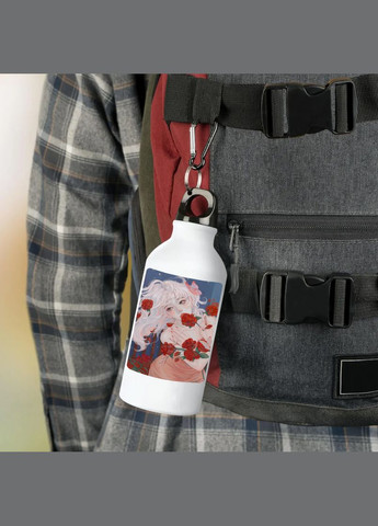 Фляга (пляшка) для води з карабіном 500 мл Металева (Туристична, Для кемпінгу, Для спорту) #208 500 мл Білий No Brand (323639586)