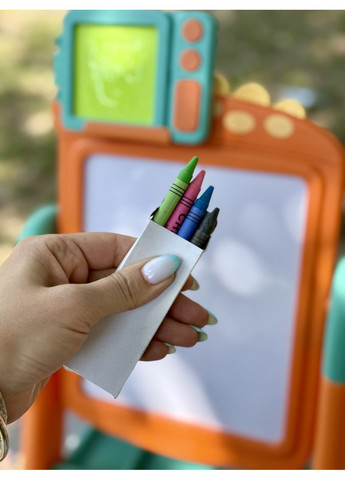 Дитячий мольберт 2 в 1 «Динозавр» із конструктором та маркерною дошкою No Brand (364553149)