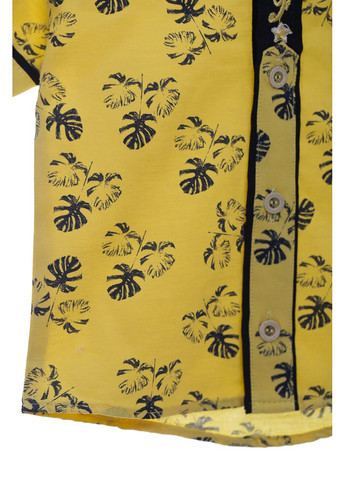 Сорочка з коротким рукавом для хлопчика бавовняна з листочками жовта 128 см (37964) BABYKROHA (297198140)