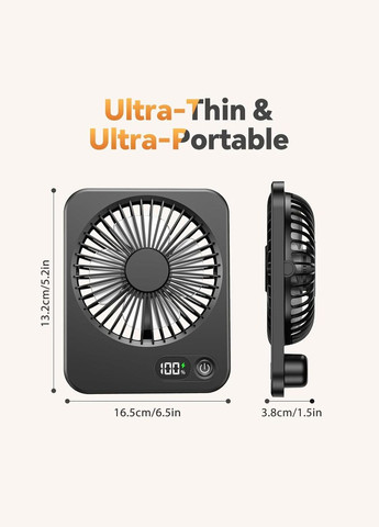 Вентилятор настольный аккумуляторный USB с дисплеем, портативный бездротовой Hofmy Po Fanu (351563223)
