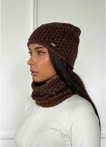 Зимняя гармония комфорта: вязаная Шапка с объемным баффом INNOE Комплект шапка та бафф (369622362)