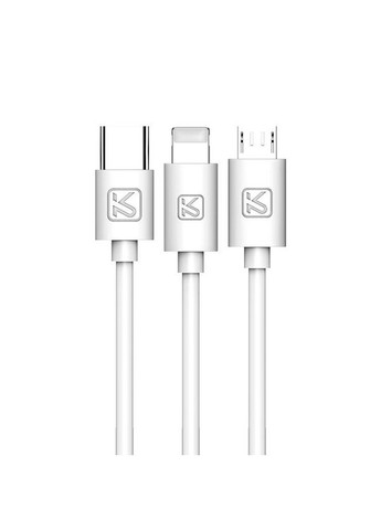 USB кабель KSC078 3-in-1 Type-C / MicroUSB / Lightning 1m - White Kaku (276530132)