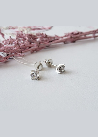 Серебряные серьги гвоздики с Белым камнем 5 мм серебро 925 пробы 2102 No Brand (306741292)