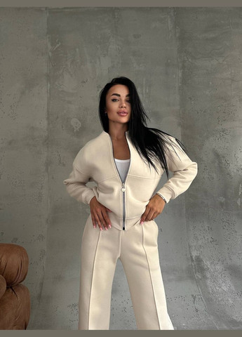 Женский теплый качественный спортивный костюм: кофта бомбер на молнии и брюки палаццо со стрелками с утеплением No Brand (316094552)