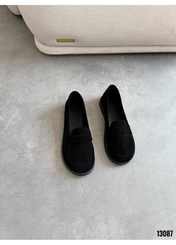 Женские лоферы женские черные из натуральной замши. | чёрные (353601917)