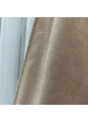 Комплект штор бежевого цвета микровелюр "Luxury Touch" (2 шт. по 1.5x2.7 м) - готовы на тесьме. Роскошь и уют! No Brand (366561152)