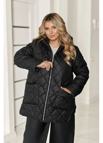 Черная женская куртка из стеганной плащевки на синтепоне 62/64, No Brand