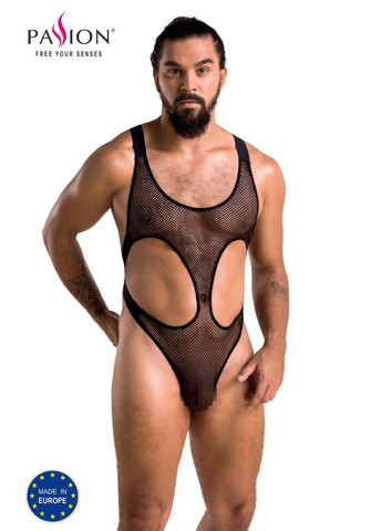 Чоловіче сітчасте боді Leon, чорне, сітка, резинки Passion (297587936)