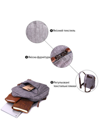 Чудовий рюкзак чоловічий з текстилю 22240 Сірий Vintage (328449849)