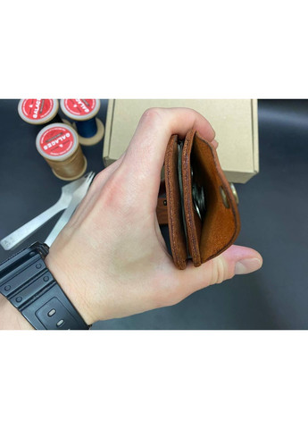 Затиск Для Грошей із Натуральної Шкіри Ручної Роботи з Монетницею з Гербом Набір + Брелок Коньячний Колір Шкіряний Гаманець No Brand (358203466)