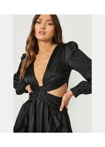 Черное кэжуал платье Boohoo однотонное