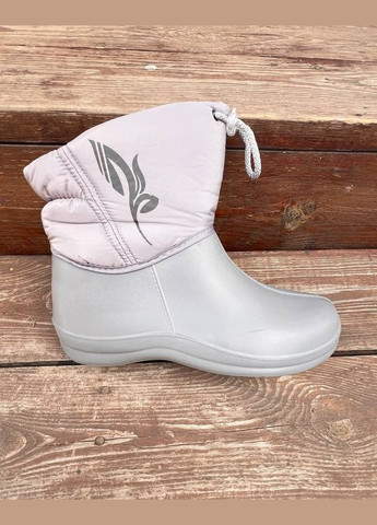 Серые женские серые дутики полусапоги эва Gipanis на завязках