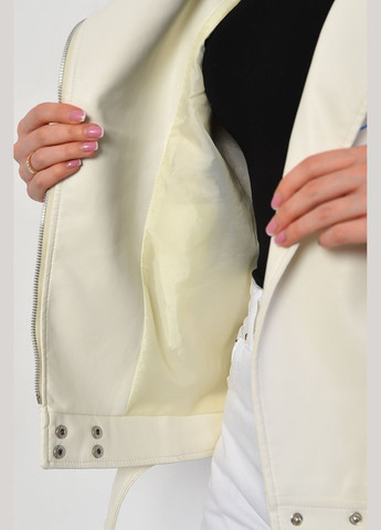 Белая демисезонная куртка женская из экокожи белого цвета Let's Shop