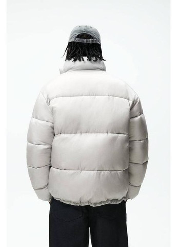 Серебряная зимняя стеганая дутая куртка оверсайз Zara