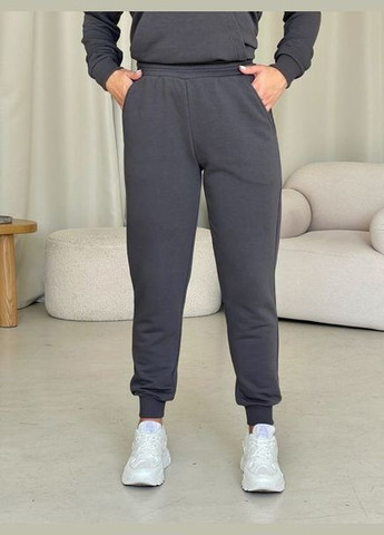 Женские спортивные штаны джогеры больших размеров двухнитка серые You Best (332621168)
