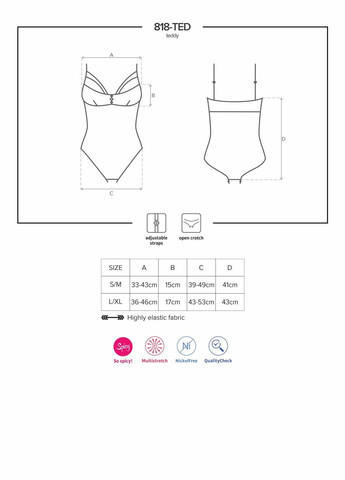 Мереживне боді з доступом 818-TED-1 teddy, чорне - CherryLove Obsessive (339868207)