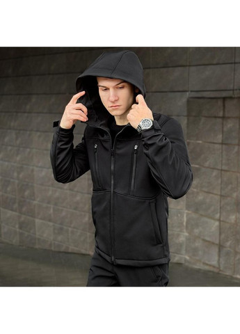 Чорна демісезонна чоловіча куртка демісезонна softshell чорна Freedom