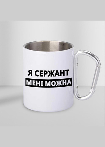 Чашка металева з принтом "Я Сержант мені можна" 300 мл з карабіном, біла No Brand (324262750)